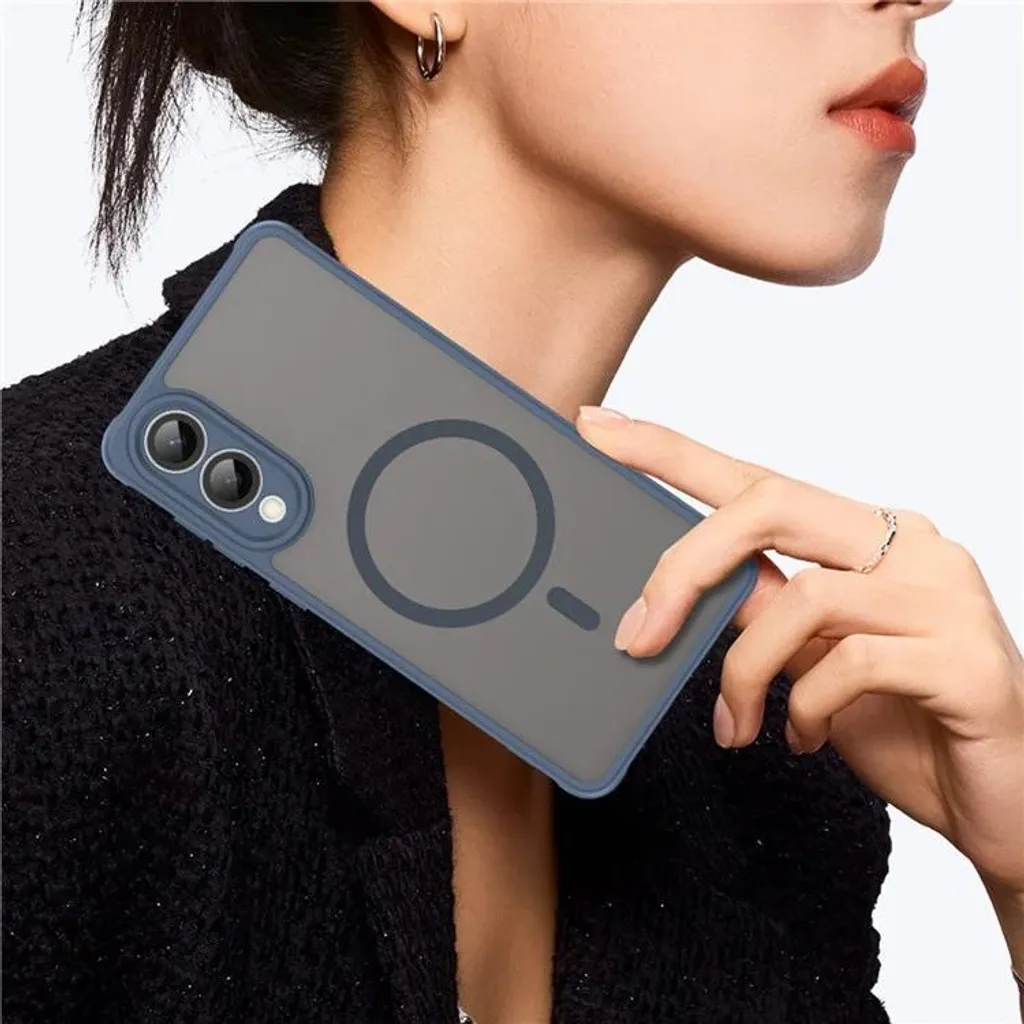 Custodia MagSafe per Samsung Galaxy S25 Edge - Cover posteriore Phonesta AirFrost Semi-Trasparente - Blu opaco - 2