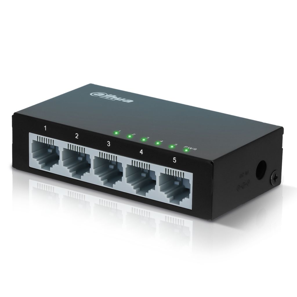 Dahua Ethernet Switch - 5 Ports - Unmanaged - 5 x 10/100 Mbps - Internet - Netzwerk-Splitter - PFS3005-5ET
