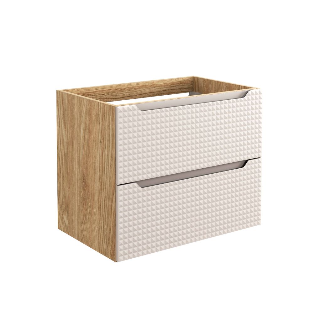 Comad Luxor Waschtischunterschrank 70 cm Beige Eiche 2 Schubladen