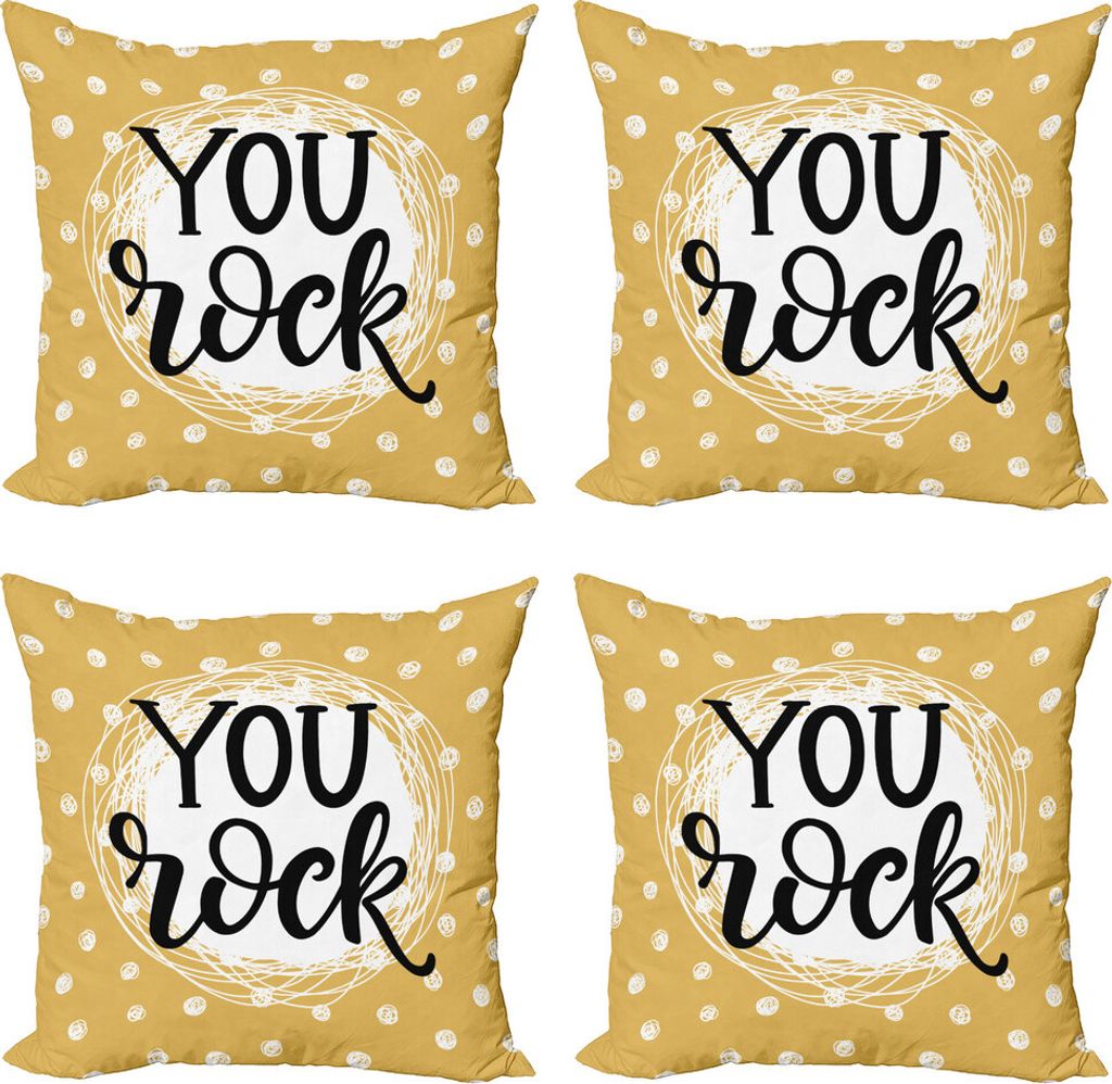 ABAKUHAUS Sie schaukeln Kissenbezug Set (4 Stück), Scribble Kreis Dots Kunst, Moderner Doppelseitiger Digitaldruck, 60 cm x 60 cm, Sand Braun Koks...