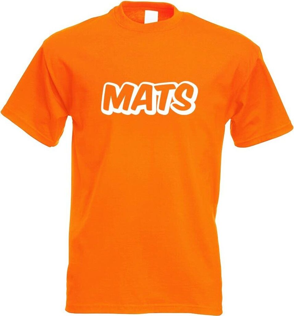 Kiwistar - T-Shirt - orange - Mats Vorname Jungen Motiv Bedruckt Funshirt Design Print - mit Motiv Bedruckt - Funshirt Design - Sport - Freizeit - ...