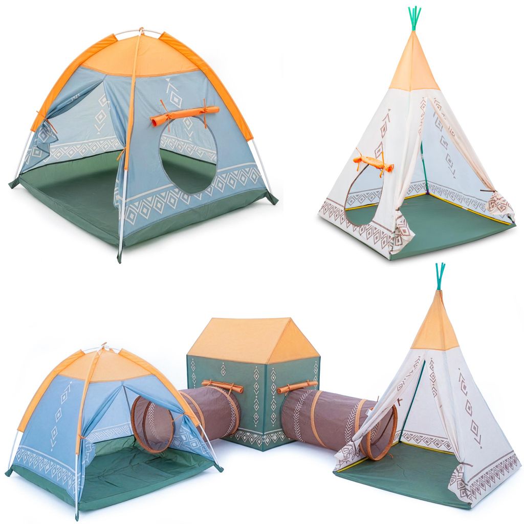 COIL Kinder Spielzelt 5-teilig mit Tunnel – Tipi, Iglu & Produktbild 