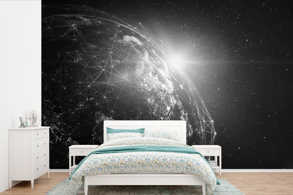 MuchoWow Fototapete für Wohnzimmer oder Schlafzimmer Wandtapete Vinyl Motivtapete Erde - Linie - Licht - 330x220 cm - Fototapeten