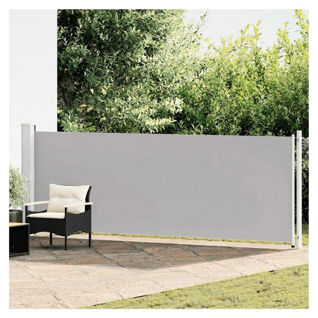 Ausziehbare Seitenmarkise 140x600 cm Grau für Balkon und Terrasse