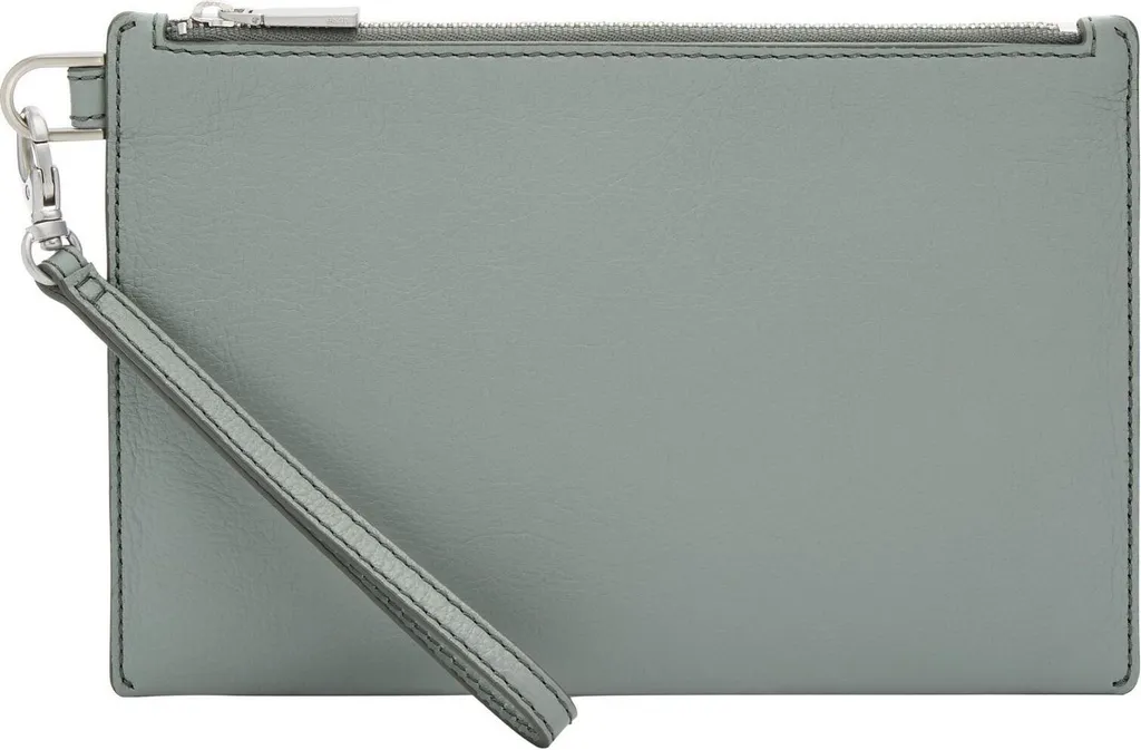 Sac d'Accessoires Fossil Wristlet Smokey Blue en Cuir avec Dragonne Chic