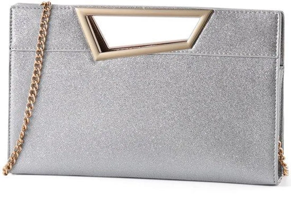 Pochette de Soirée Mariage Argentée Vegan - Deux Compartiments