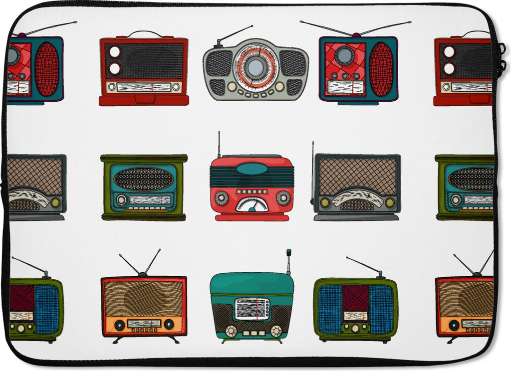 MuchoWow Laptop Hülle 13 Zoll Retro - Radio - Design Laptoptasche - Laptophülle - Sleeve - Rundumschutz