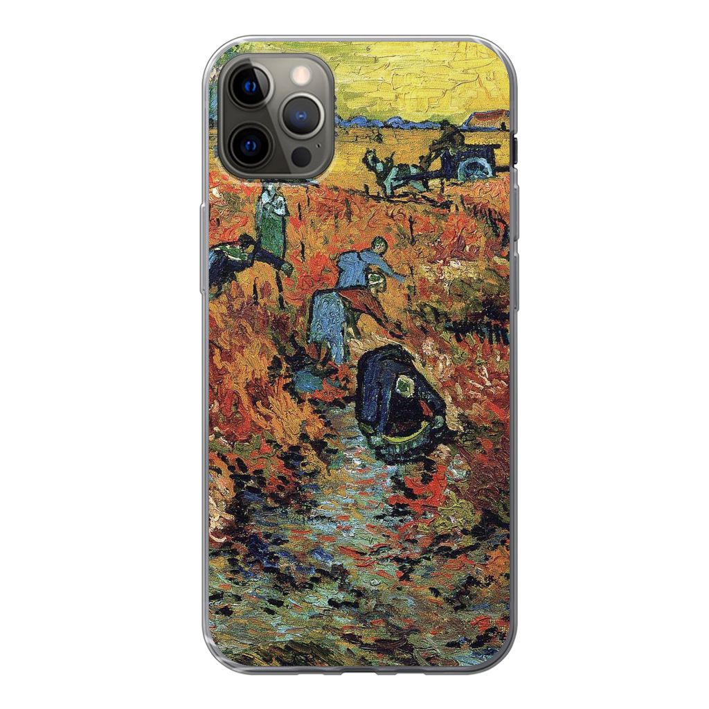 MuchoWow Handyhülle Schutzhülle Hülle für iPhone 12 Pro Max Der rote Weinberg - Vincent van Gogh Silikon Softcase Handy Hülle - Hartschale