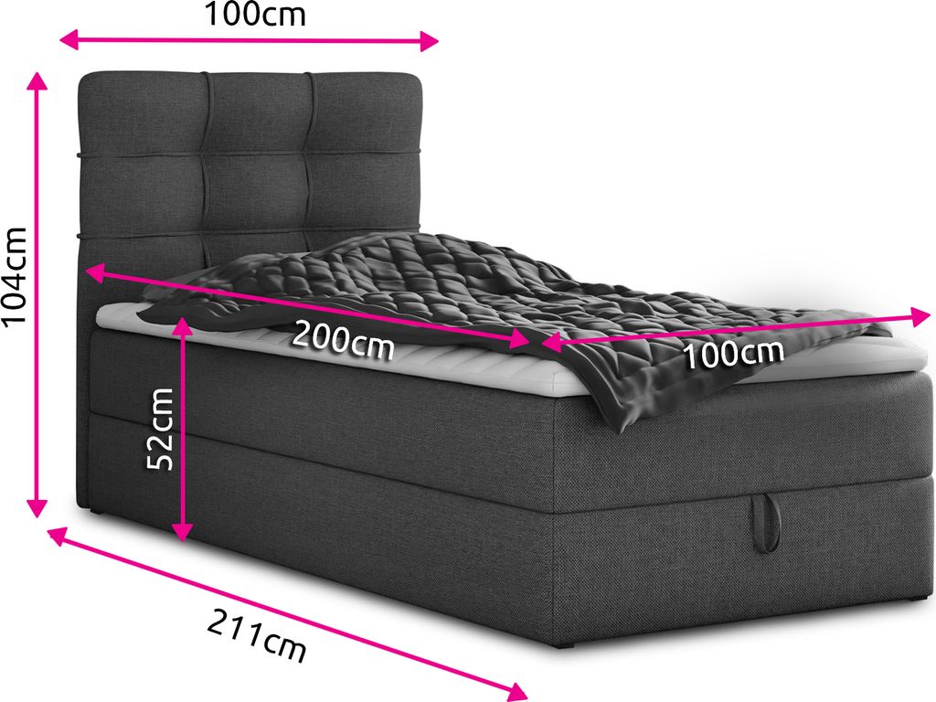 Boxspringbett Best Mini mit Bettkasten und Matratzentopper Produktbild 4