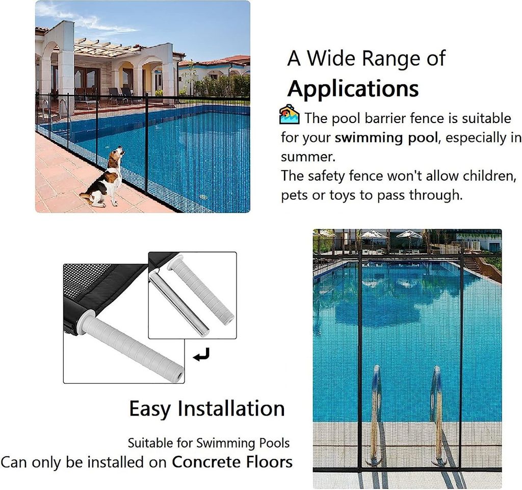 Pool Garten Pool Zaun Ideen 360x125 Cm Poolzaun Kindersicher, 4er Faltbar Komplettset Poolschutzzaun Kinderschutzzaun, Teichzaun Steckzaun Gartenzaun Alurahmen Textilen Poolzaun Für Haustiere Poolalarm Kinder