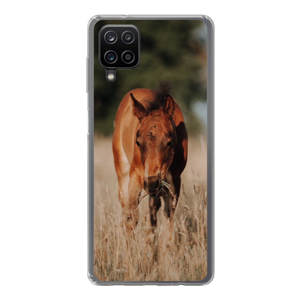 MuchoWow Handyhülle Schutzhülle Hülle für Samsung Galaxy A12 Pferd - Sonne - Landschaft Silikon Softcase Handy Hülle - Bild