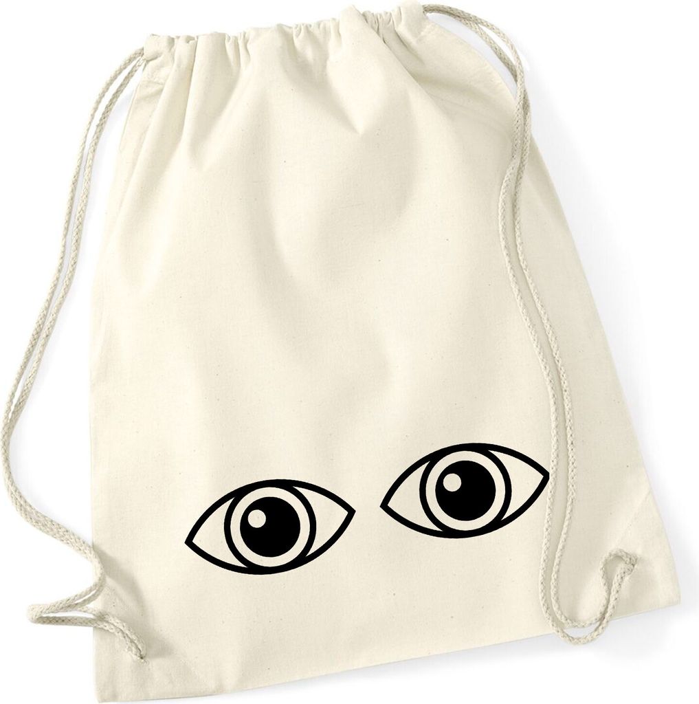 Huuraa Turnbeutel Augen Eyes 12 Liter Natural Baumwolle Rucksack Geschenkidee