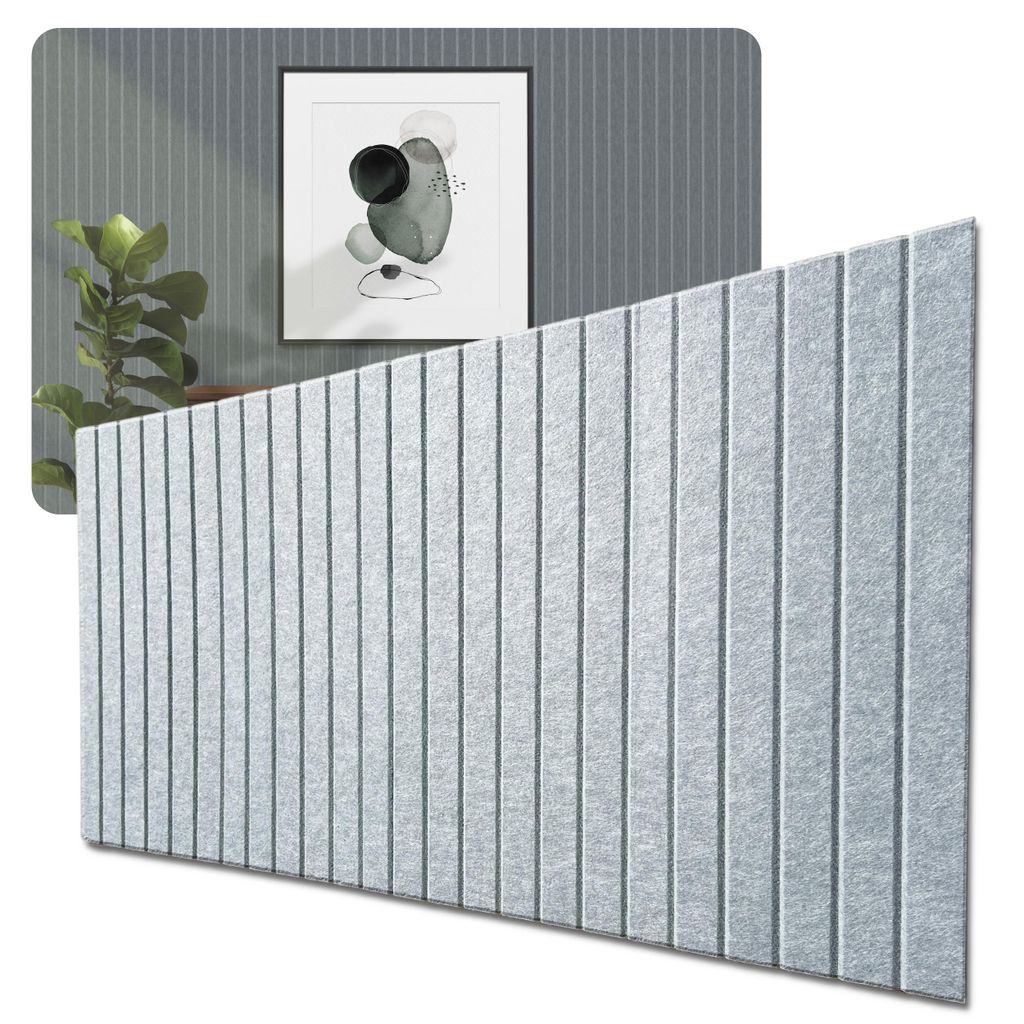 Akustikplatten Filz Wandpaneel | Hellgrau | 60 x 120 cm | Dekorative Wandverkleidung | Akustikpaneel Für Büro, Wohnzimmer | Modernes Design