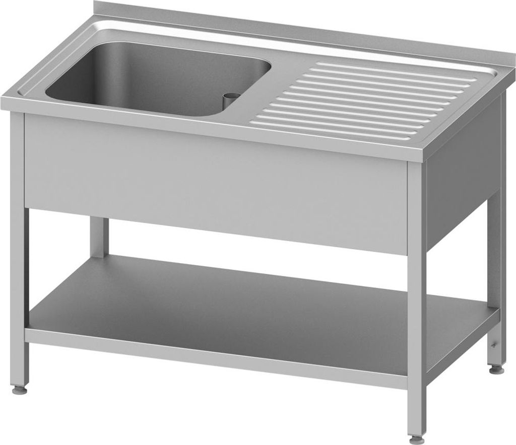 Spültisch mit Grundboden 1200x600x850 mm, mit einem Becken links, mit Aufkantung, verschweißt