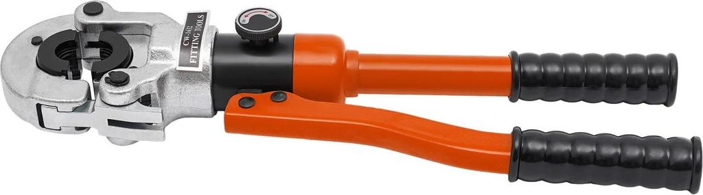 Hydraulische Press-/Crimpzange - Manuell - 8 t/80 kN - Pressbacken-Set V12 V15 V18 V22 V28 - Orange