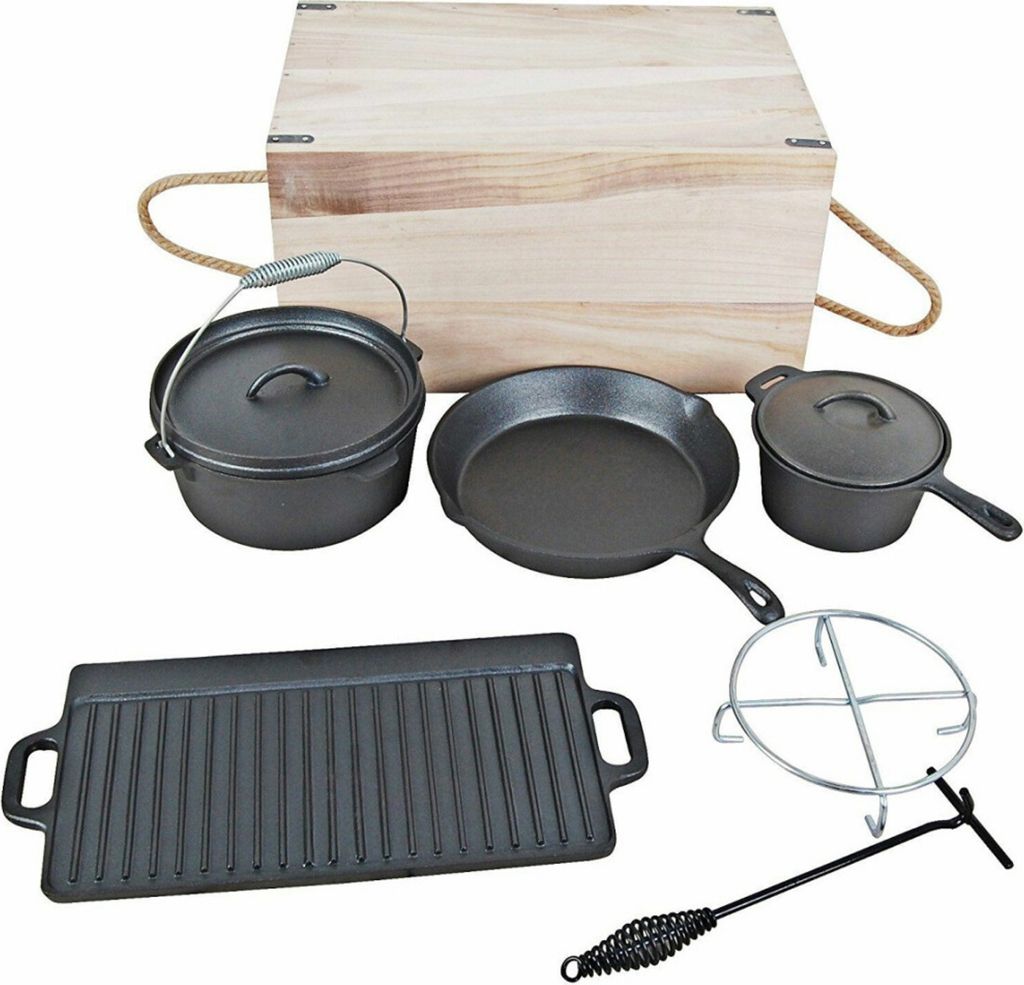 El Fuego Pfannen-Schmortopf-Set Dutch Oven Set 7-teilig, schwarz