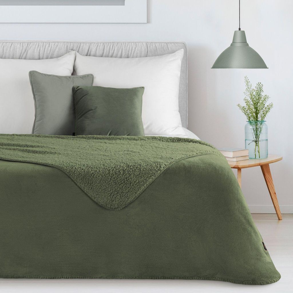Warme Wohndecke TEDY kuschelig weich ideales Geschenk olivgrün 150 cm x 200 cm cm olivgrün