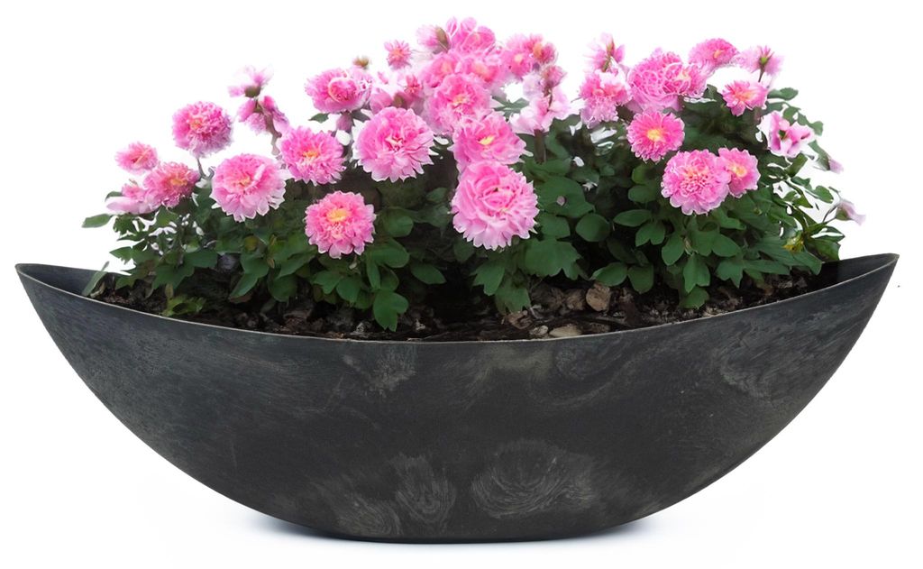 Große Vintage Outdoor Pflanzschale oval 66 cm schwarz Produktbild 