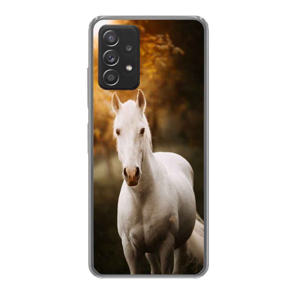 MuchoWow Handyhülle Schutzhülle Hülle für Samsung galaxy a73 Pferd - Licht - Sonne Silikon Softcase Handy Hülle - Handyhülle