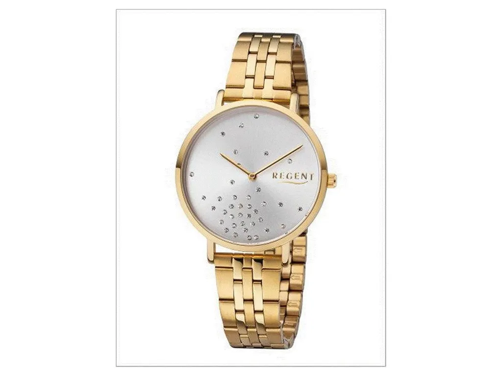 Montre Regent 12211087 pour dames avec bracelet en cuir élégant noir