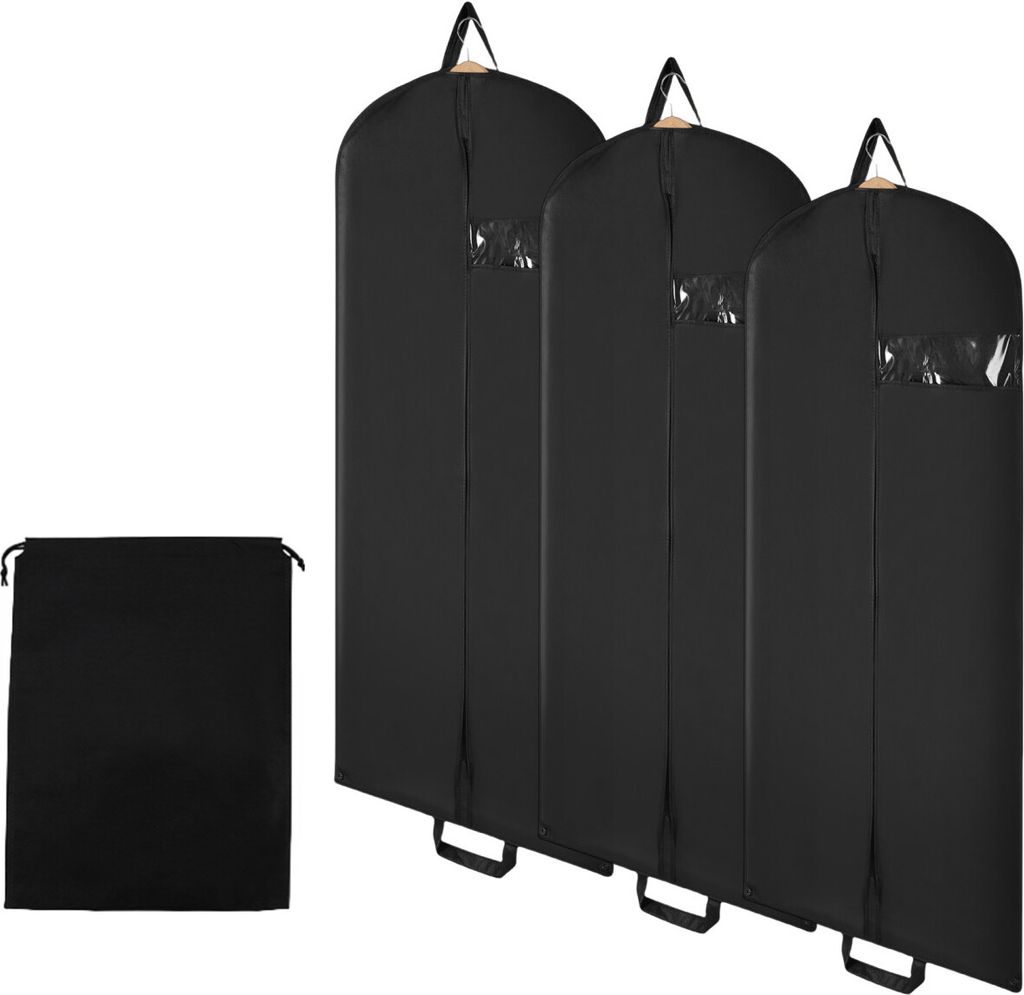 Aopunly Kleidersack 3er Set 128x60cm Schutzhülle Kleiderhülle mit einem Griff schwarz Schuhsack