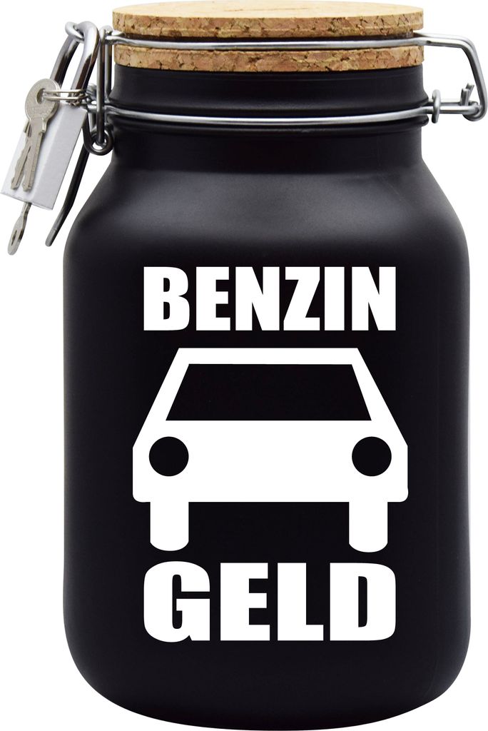 Spardose Geld Geschenk Ideen Benzin Geld Schwarz Größe XL 2 Liter