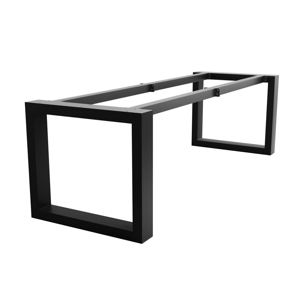 A black metal table base or frame with a rectangular shape.