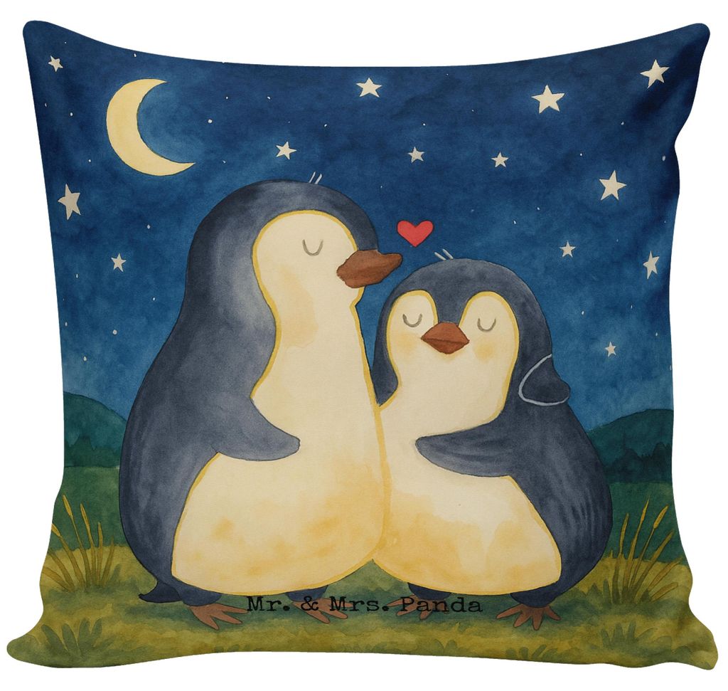 Mr. & Mrs. Panda 40x40 kissen Pinguine Einschlafen Design - Weiß - Geschenk, zier, kuschelkissen, Polster, für sofa, Frauen, Freundin, Jahrestag,...