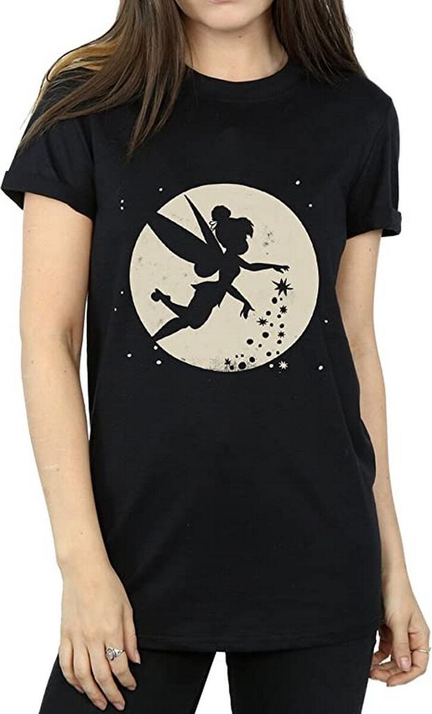 Tinkerbell - T-Shirt kurz geschnitten für Damen BI1095 (M) (Schwarz)