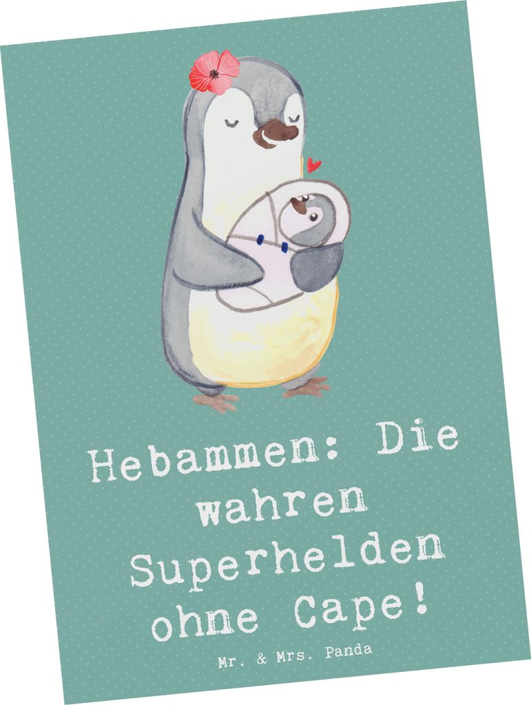 Mr. & Mrs. Panda Postkarte Hebamme Superheld - Meeresbrise Produktbild 
