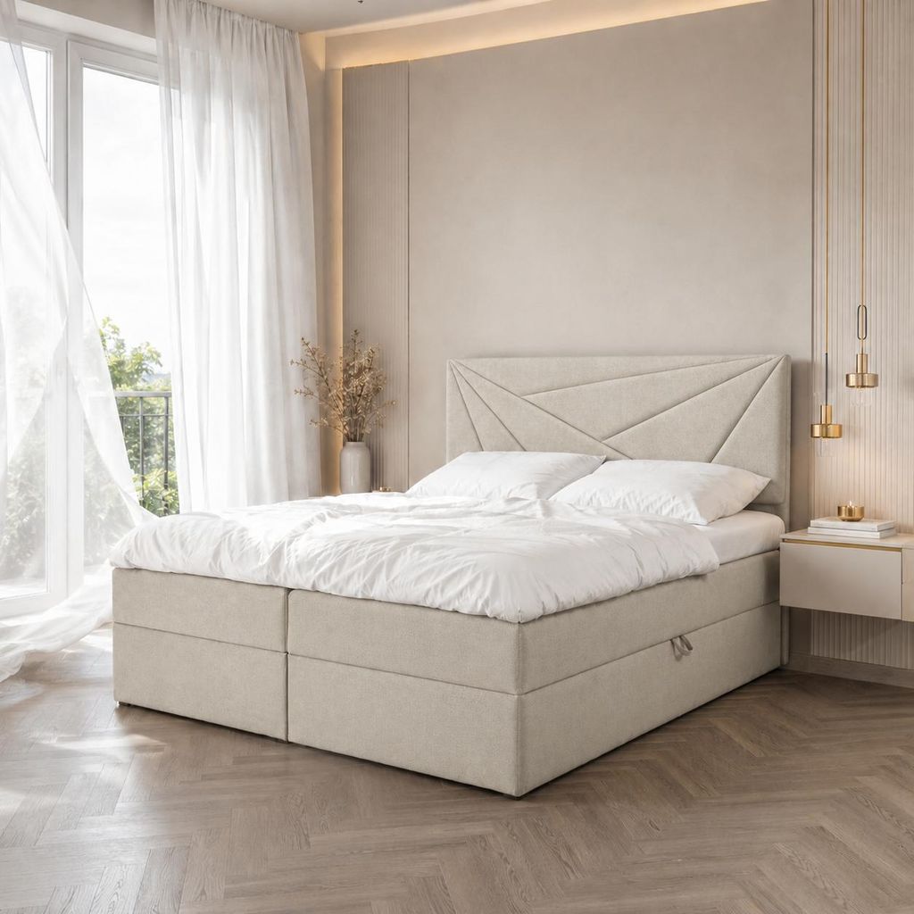 Lit Boxspring Lit double TEO 2 - 140x200cm Lit avec matelas Image du produit 