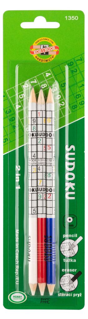 Ołówek grafitowy Koh-i-noor z gumką 3/B 3szt motyw sudoku Zdjęcie produktu 