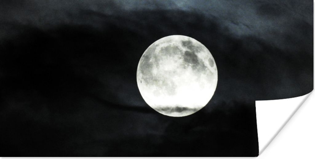 MuchoWow Poster Mond - Wolken - Weiß 160x80 cm - Foto Poster