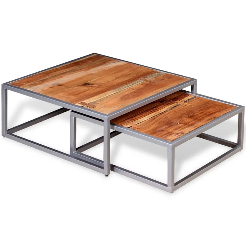 Offerta Set 2 Tavolini vidaXL in Legno Acacia Massiccio - Prezzo Outlet - 1