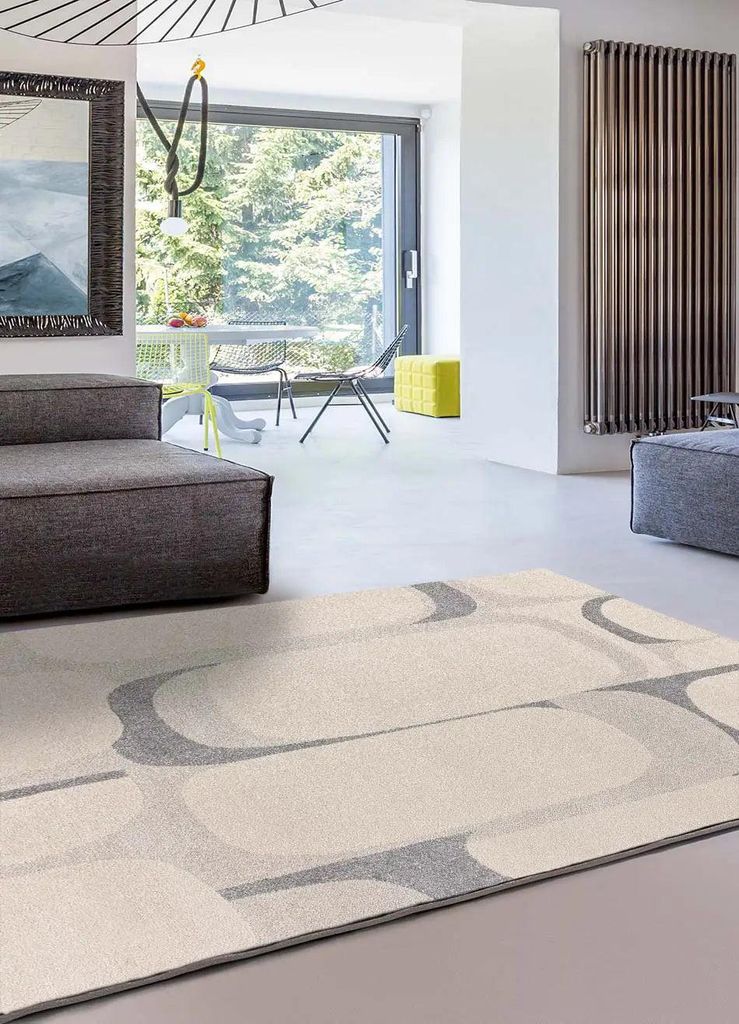 ATTICGO Kurzflorteppich PORTO Abstrakt in Beige / Grau, 80x150 cm