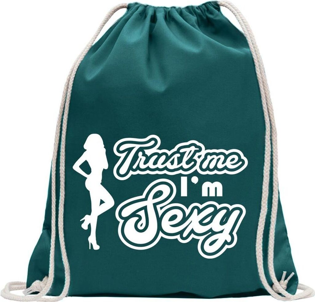 Kiwistar - Turnbeutel - petrol - Trust me, im y Gogo Girl - Fun Rucksack Sport Beutel Gymsack Baumwolle mit Ziehgurt