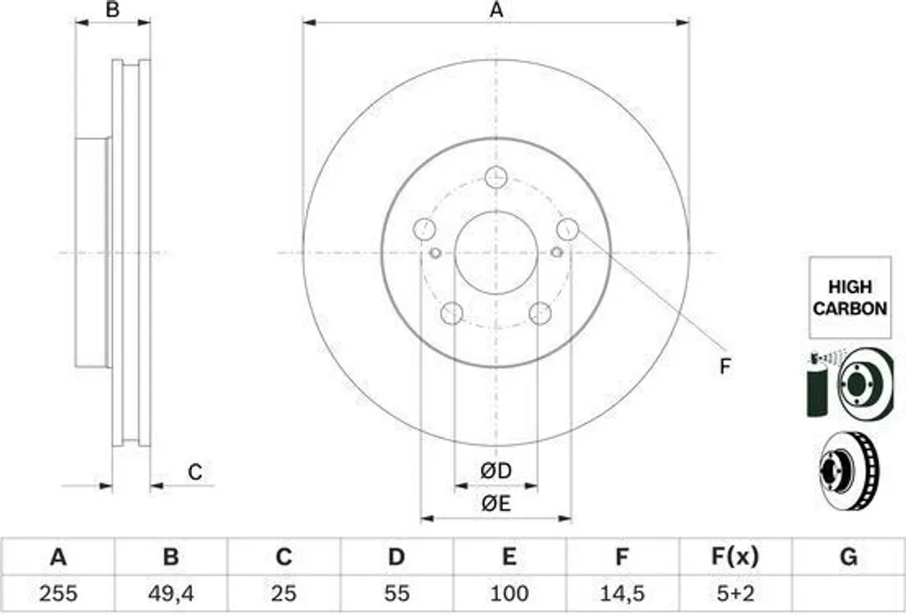 Disque de frein Bosch Anti-Vibration pour Prius PHV 43512-47060