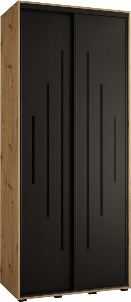 MEBLE KRYSPOL Davos 12 Schrank, zwei Türen - 235,2x120x45 cm - Artisan Schwarz Schwarz