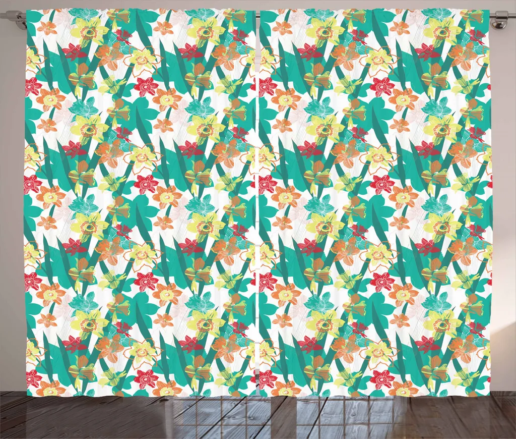 Tenda Tropicale ABAKUHAUS 280x245 cm: Fiori e Foglie per il Soggiorno