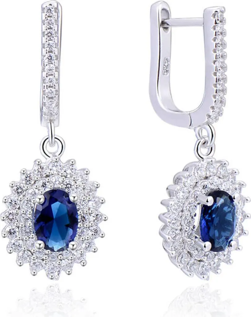 Boucles d'oreilles en argent et zircons bleus AGUC2247 éblouissantes