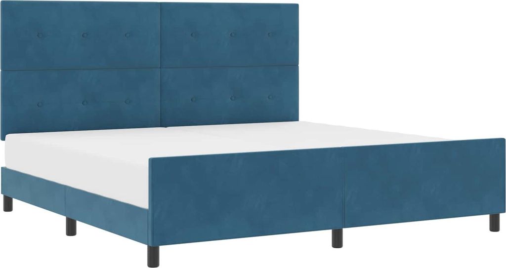 Boxspringbett mit Kopfteil Dunkelblau 200 x 200 cm Samt