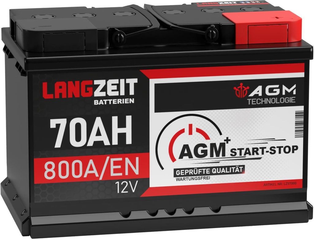 AGM Batterie 70Ah 12V Autobatterie Start Stop Produktbild 