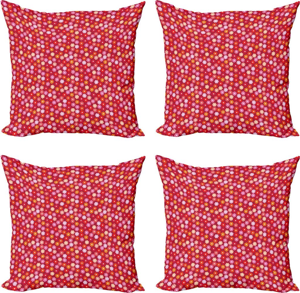 ABAKUHAUS Frühling Kissenbezug Set (4 Stück), Blühend Daisy Petals, Moderner Doppelseitiger Digitaldruck, 60 cm x 60 cm, Mehrfarbig