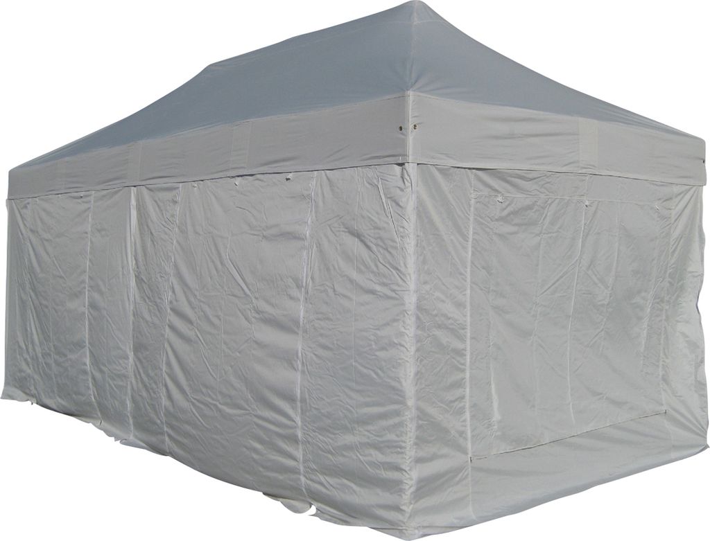 ALU Profi Faltzelt Pavillion Marktzelt Tent 4x8 Meter EXTRASTARK mit 50mm HEXAGONALFÜSSEN, 4Seitenteile mit Tasche, Transporttrolley