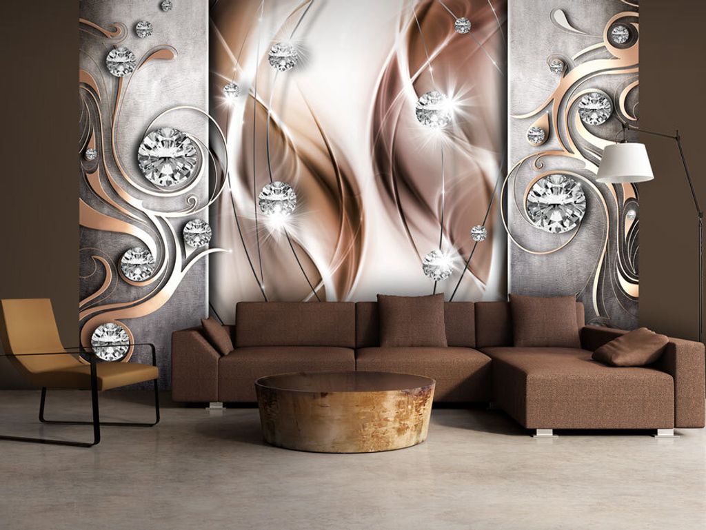 Vlies Fototapete Abstrakt 350x256 cm Tapeten Wandtapete XXL Diamant beige a-A-0153-a-c