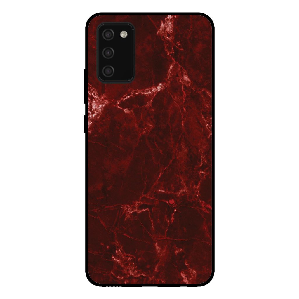 Smartphonica Handytasche für Samsung Galaxy A03s mit Marmordruck - TPU-Hülle mit Marmordesign - Rot