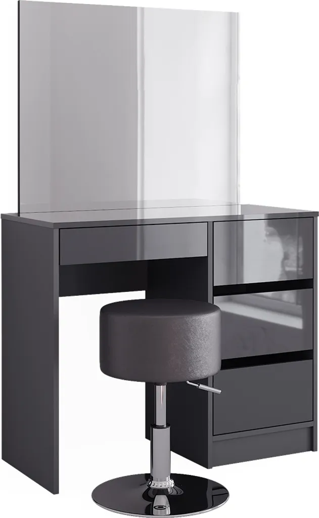 Coiffeuse Design Anthracite 90cm Vicco Sherry Finition Brillante et Siège
