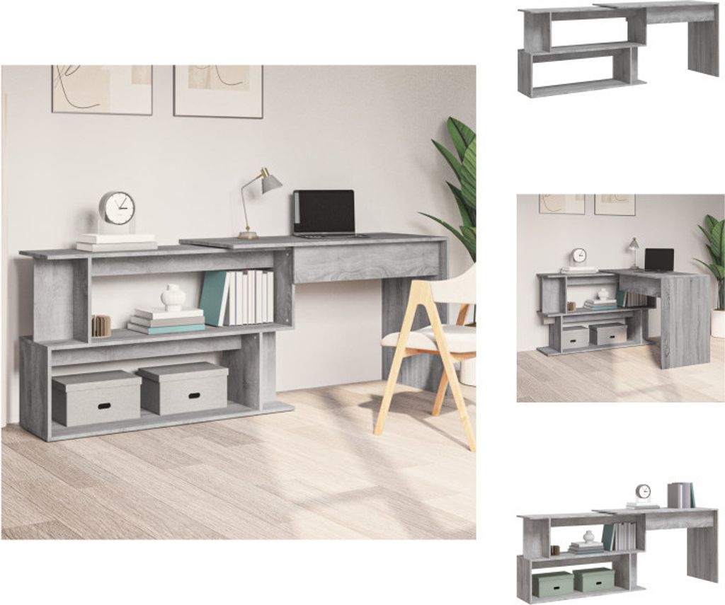 vidaXL Bureau d'angle Gris Sonoma 200x50x76 cm Bois Image du produit 