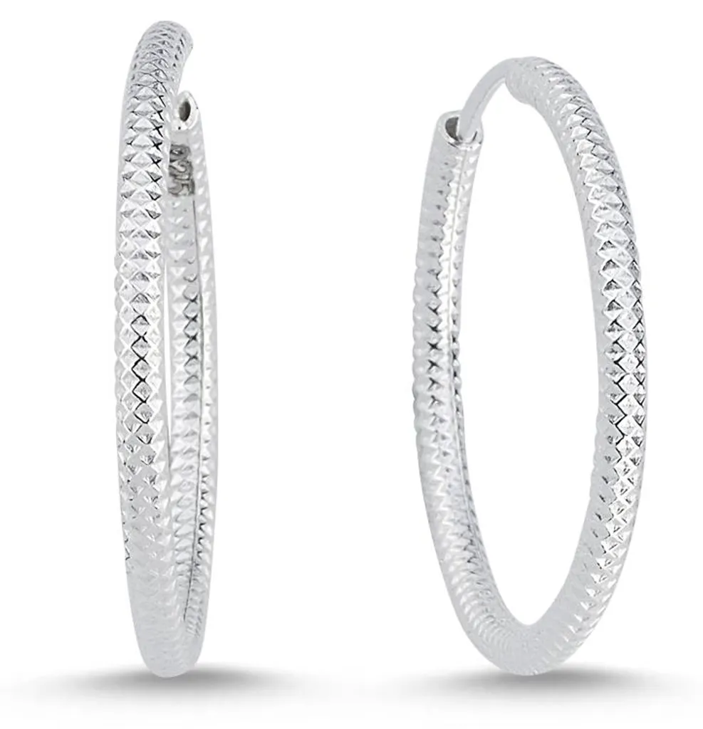Créoles argent 925 rhodié 20 mm ondulées : éclat durable sans ternir
