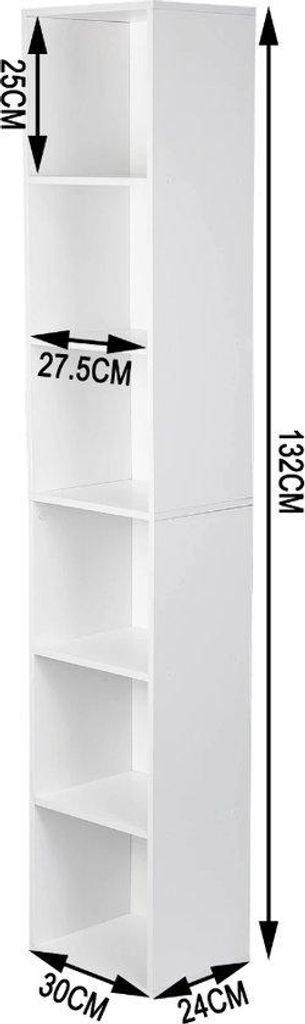Happyment Buchregal Nola – Aufbewahrungsregal – 5 Ebenen – Offene Regalböden – Büro – Wohnzimmer – Schlafzimmer – 30x24x132 cm – ...